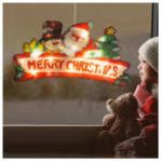 Decor LED pentru ferestre mari - Merry Christmas - 45 x 24 cm - alb cald - 3 x AAA