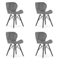 Set 4 scaune stil scandinav, Artool, Lago Velvet, catifea, lemn, gri si negru, 47x52x73.5 cm MART-3751_1S