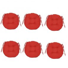 Set Perne decorative rotunde, pentru scaun de bucatarie sau terasa, diametrul 35cm, culoare rosu, 6 buc/set