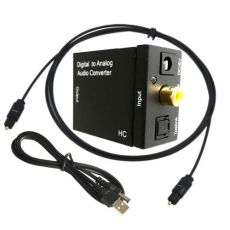 Convertor semnal TarTek, audio digital coaxial / SPDIF toslink la semnal analog RCA L / R, cablu optic si alimentator priza incluse, negru MTEK-AUDIOCONVTRK